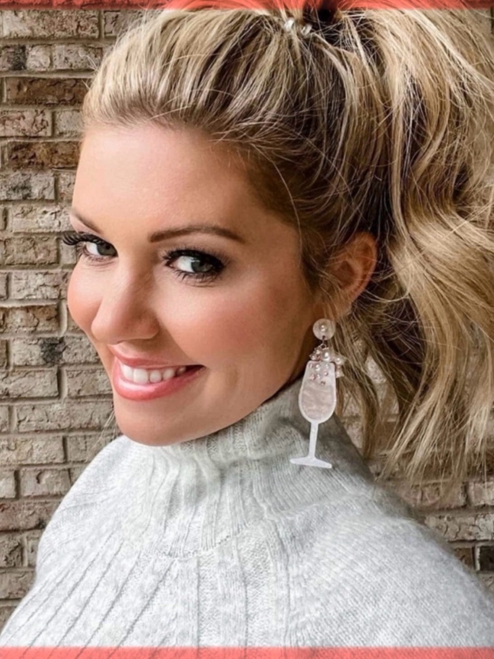 Plunder Champagne Glass Statement Earrings in Pink and Pearl - Picture 2 of 4